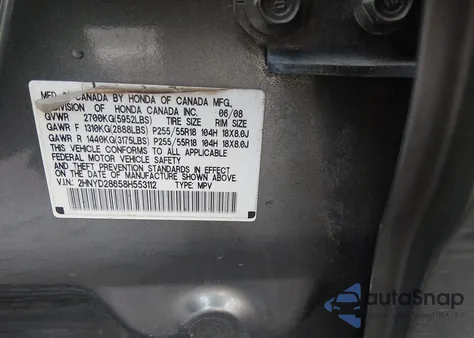 2008 Acura Mdx Technology Package z USA, uszkodzony, nr VIN 2HNYD28658H553112